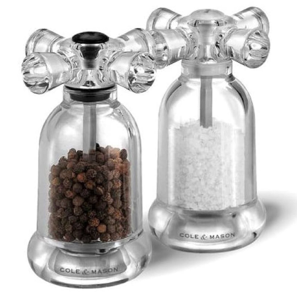 Clear Salt and Pepper Premium Grinder Set